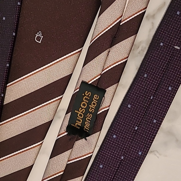 Vtg Christian Dior Men's Ties Set 2 Brown Patterns Designer Professional Career - Picture 8 of 8